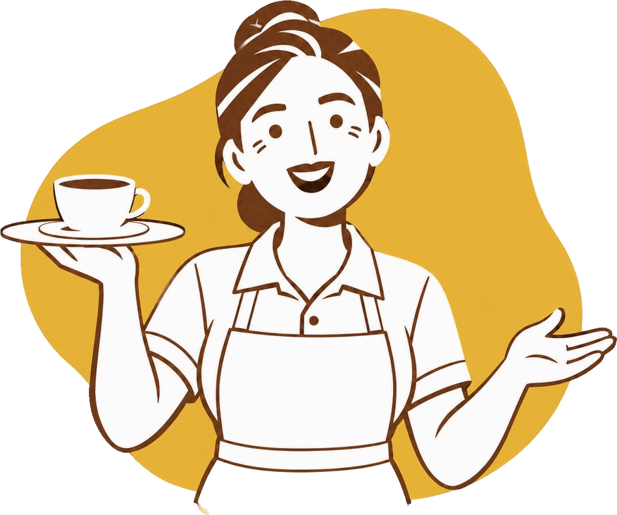 Atendente da Orly servindo um café